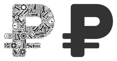 Onarım araçları mozaiği Rublesi