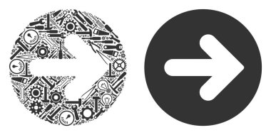 Hizmet araçları yuvarlak ok mozaiği