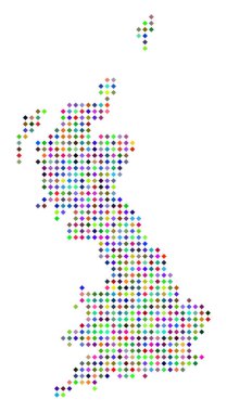 İngiltere harita çok renkli noktalı