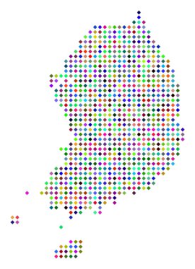 Çok renkli nokta Güney Kore Haritası