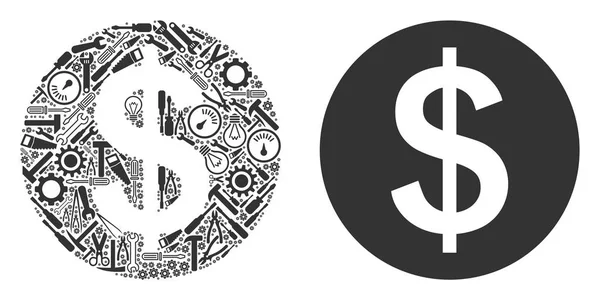 Geld Collage von Service-Tools — Stockvektor