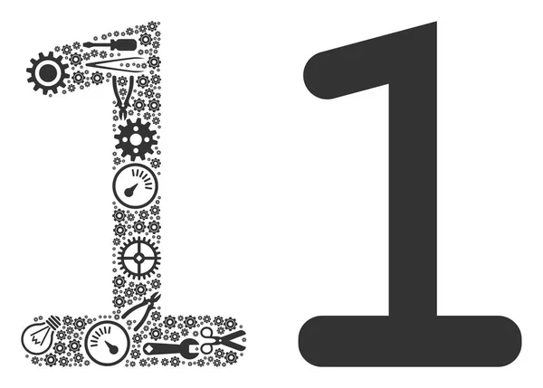 Collage de herramientas de reparación de un dígito — Archivo Imágenes Vectoriales