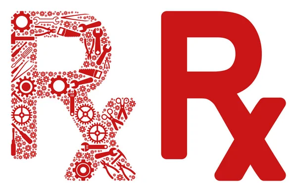 RX kolaż Symbol narzędzi naprawczych — Wektor stockowy
