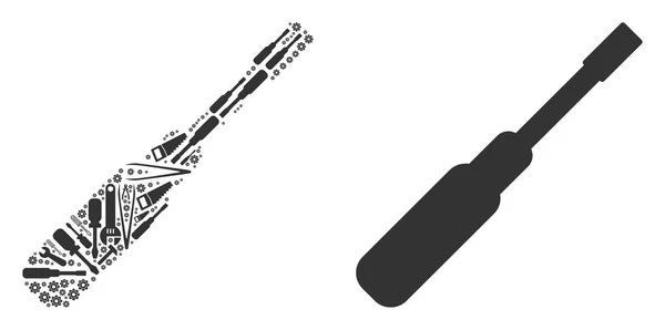 Šroubovák koláž opravy nástrojů — Stockový vektor