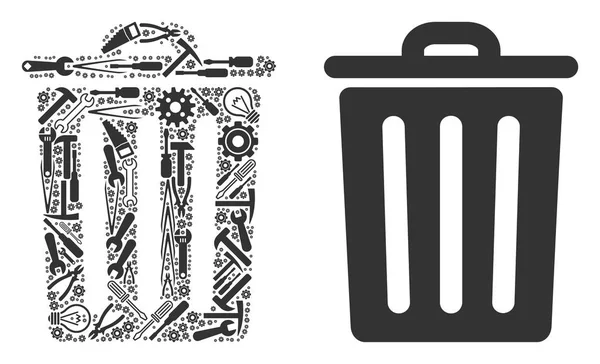 Çöp kutusu onarım araçları mozaiği — Stok Vektör