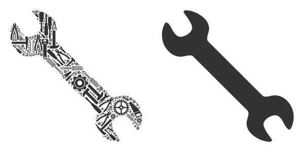 Llave Collage de herramientas de reparación — Vector de stock