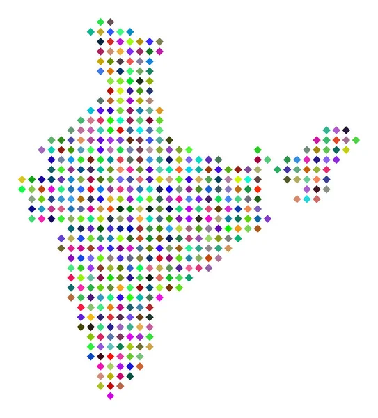 Carte de l'Inde à points multicolores — Image vectorielle
