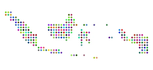 Mapa de Indonesia de puntos multicolores — Vector de stock