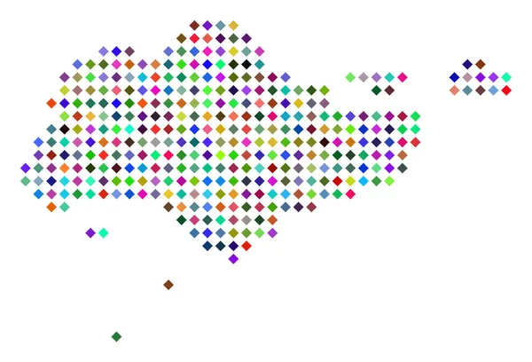 Mapa de Singapur de puntos multicolores — Archivo Imágenes Vectoriales