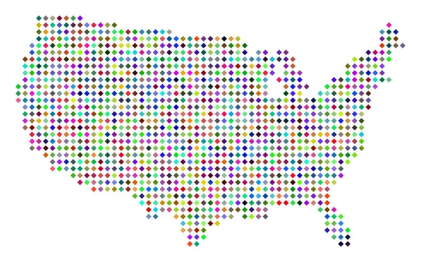 Mappa Multicolore Dot USA — Vettoriale Stock