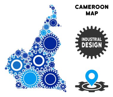 Gears'ı mozaik Afrika Kamerun Haritası