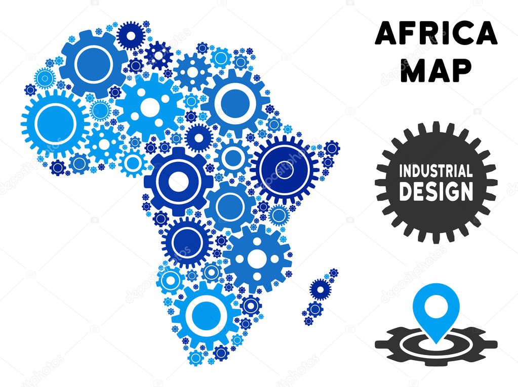 Mosaic Africa Map of Gears