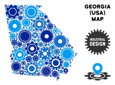 Gears'ı kompozisyon Amerikan devlet Gürcistan Haritası