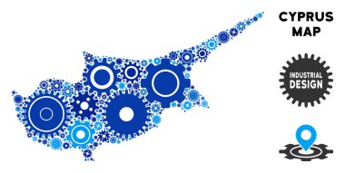 Gears'ı kolaj Kıbrıs Adası Haritası