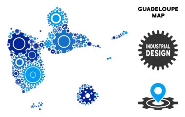 Gears'ı mozaik Guadeloupe Haritası