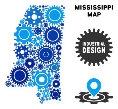 Gears'ı mozaik Mississippi devlet Haritası
