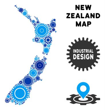 Gears'ı kompozisyon Yeni Zelanda Haritası