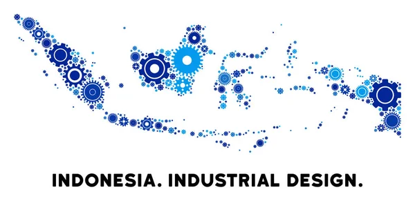 Gears'ı kompozisyon Endonezya Haritası — Stok Vektör