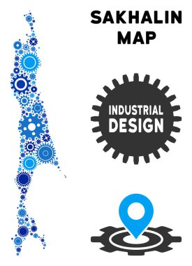 Gears'ı mozaik Sakhalin Adası Haritası