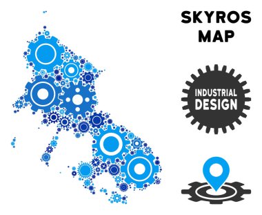 Gears'ı mozaik Skyros Yunan Adası Haritası