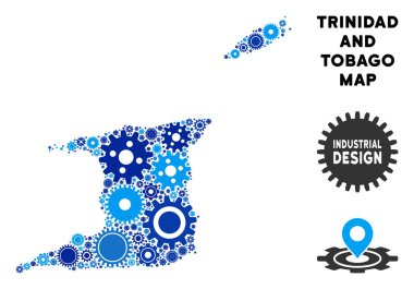 Gears'ı mozaik Trinidad ve Tobago Haritası