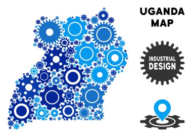 Gears'ı mozaik Uganda Haritası