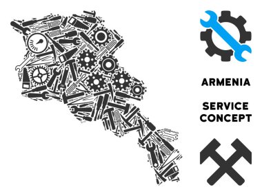 Onarım araçları kompozisyon Ermenistan Haritası
