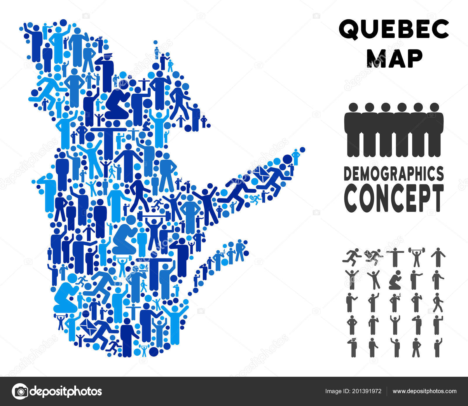 Demographics Quebec Province Map — Stock Vector © ahasoft 201391972