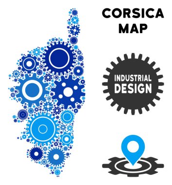 Gears'ı mozaik Korsika Fransa Adası Haritası