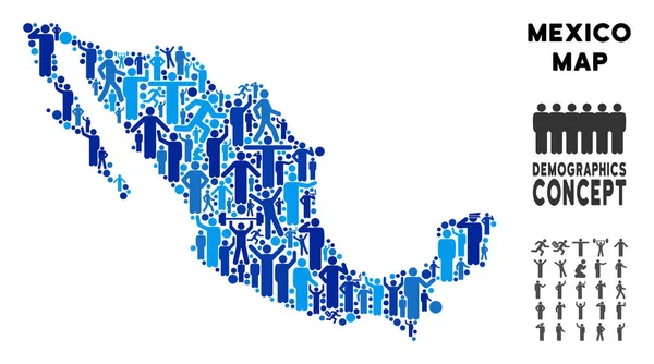 Demografía México Mapa — Vector de stock