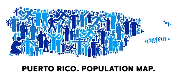 Persone Porto Rico Mappa — Vettoriale Stock