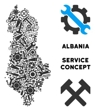 Onarım araçları mozaik Arnavutluk Haritası