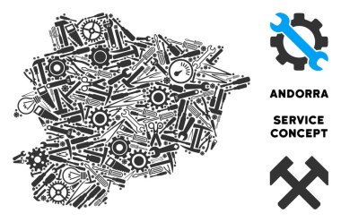 Onarım araçları kompozisyon Andorra Haritası