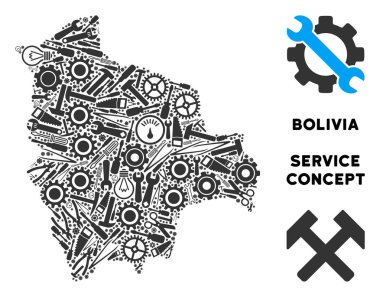 Hizmet araçları kompozisyon Bolivya Haritası