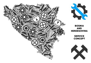 Hizmet araçları mozaik Bosna-Hersek Haritası