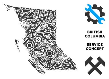 Hizmet araçları mozaik British Columbia eyaletinde Haritası
