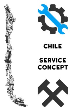 Hizmet araçları mozaik Şili Haritası