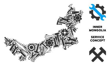 Onarım araçları kompozisyon Çin İç Moğolistan haritası