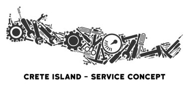 Onarım araçları kolaj Girit Adası Haritası