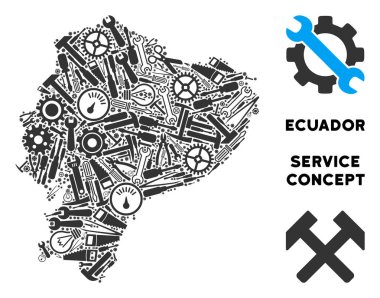 Hizmet araçları mozaik Ekvador Haritası
