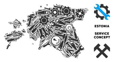 Hizmet araçları kolaj Estonya Haritası