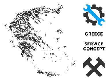 Hizmet araçları mozaik Yunanistan Haritası