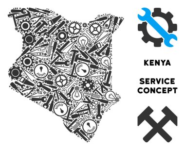 Onarım araçları kompozisyon Kenya Haritası