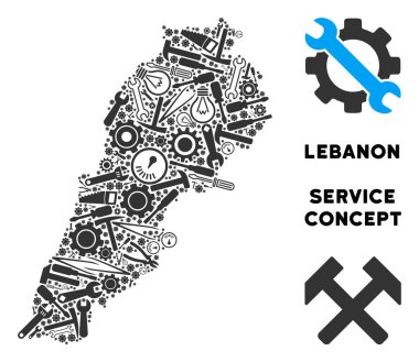 Onarım araçları kompozisyon Lübnan Haritası