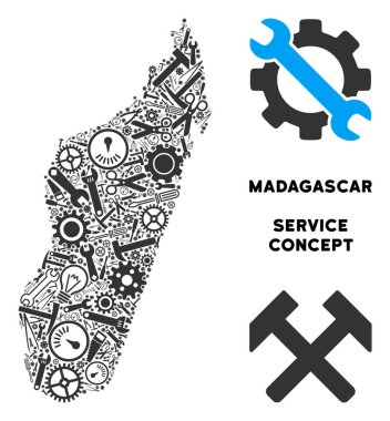Onarım araçları kolaj Madagaskar Adası Haritası