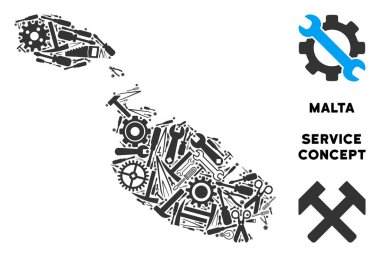 Hizmet araçları kompozisyon Malta Adası Haritası