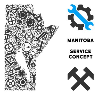 Onarım araçları kolaj Manitoba il Haritası