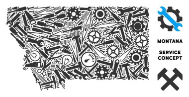 Onarım araçları kolaj Montana Eyaleti Haritası