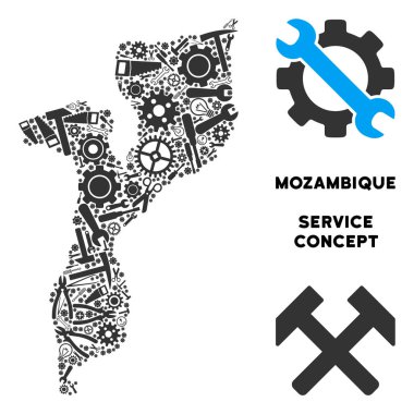 Onarım araçları kompozisyon Mozambik Haritası