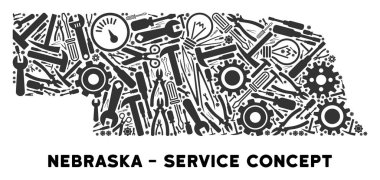 Hizmet araçları mozaik Nebraska eyalet Haritası